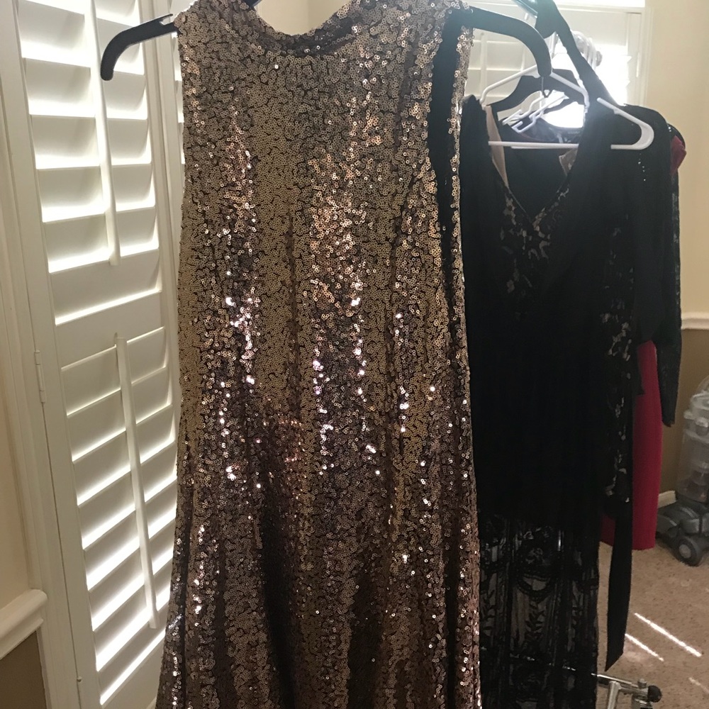 Gold Sequin Skater Dress